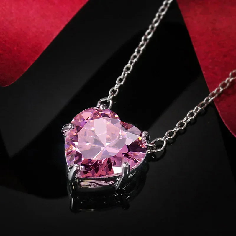 Große Herz-Halskette mit Zirkonia, romantisches Braut- & Hochzeits- Schmuckstück